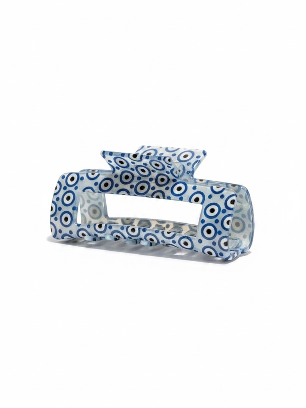 New Light Blue Black & White Evil Eye Protection 4” Lobster Claw Hair Clip Boho